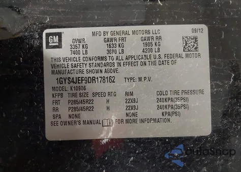 2013 Cadillac Escalade Esv Premium from USA, damaged, VIN 1GYS4JEF9DR178162